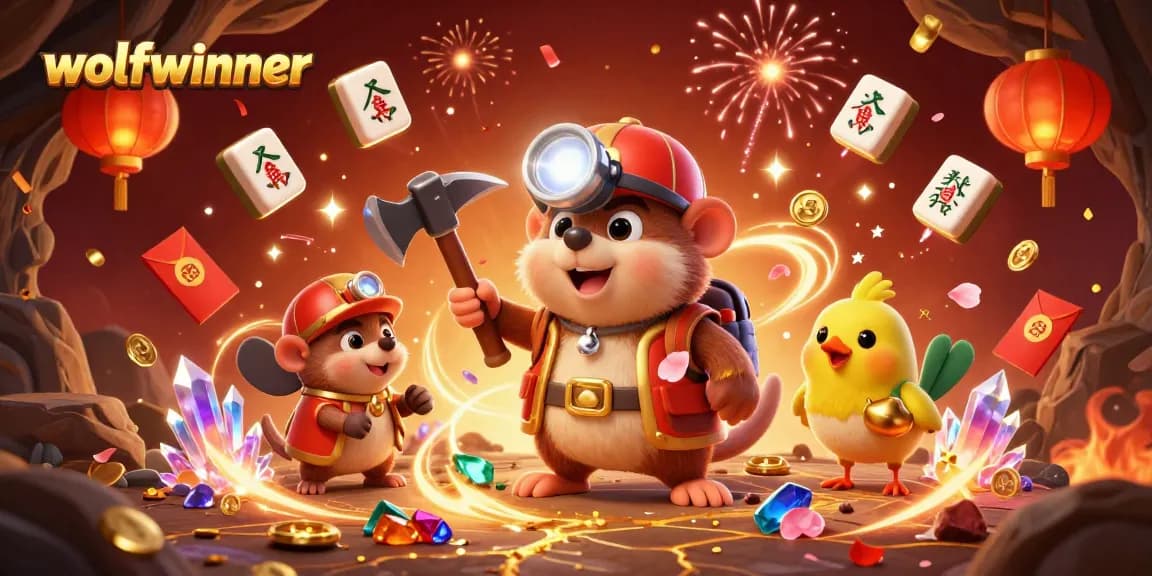 Join the excitement with wolfwinner in this vibrant 3D illustration of a treasure hunter and canary in a gold-filled cave.