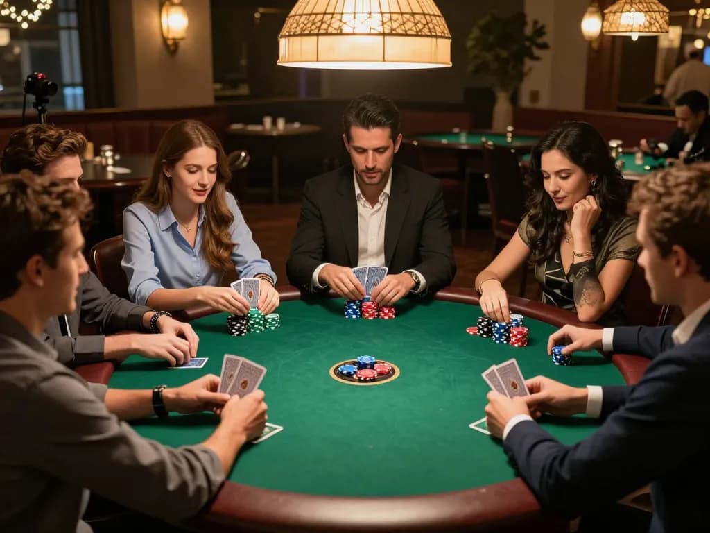Experience engaging poker gameplay at fun 79 with friends during a vibrant home game night.