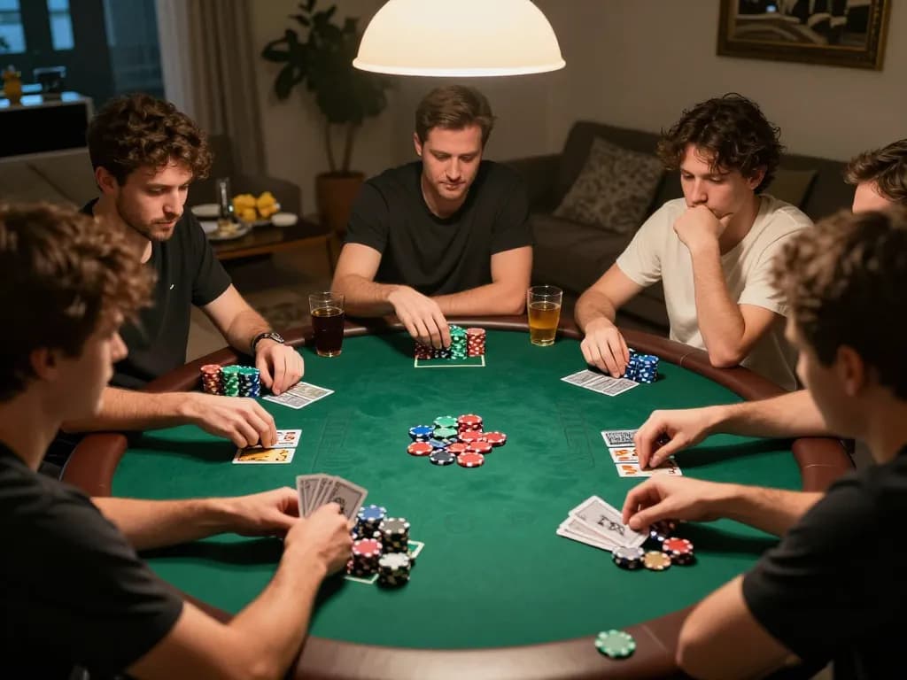 Engaging moments at x333 Link poker game night with friends, vibrant setting featuring poker chips and cards.