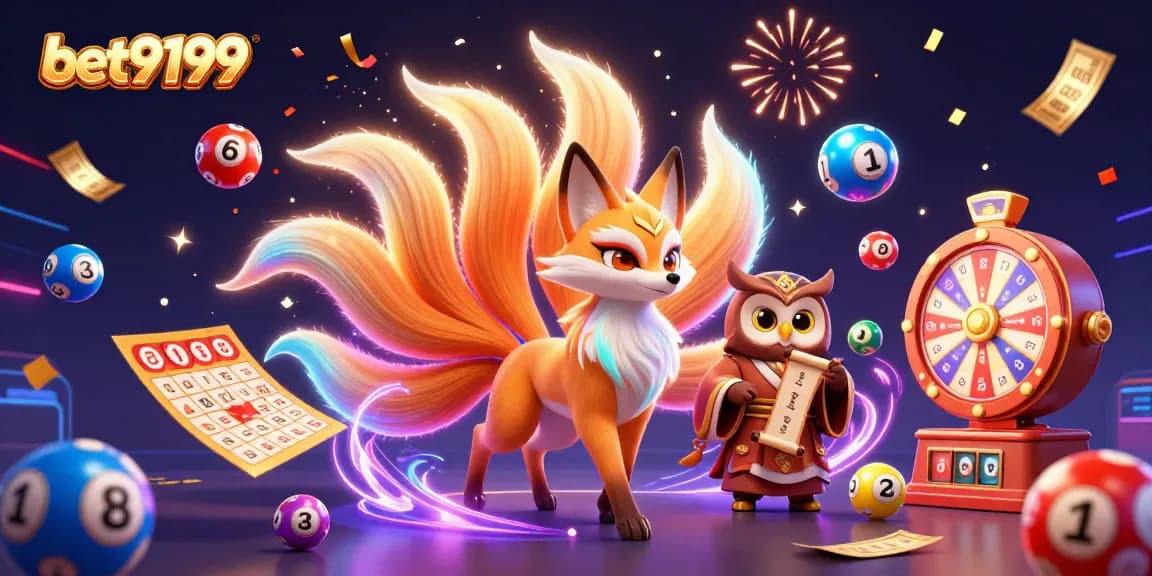 Experience thrilling wins at bet9199 with vibrant gaming elements and a mystical fox spirit.
