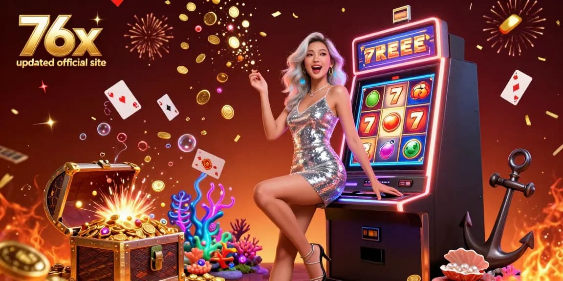 Celebrate wins at the 76x updated official site with a stunning slot machine jackpot scene.