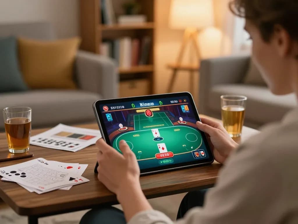 Experience exciting gameplay with rokok88 on a tablet in a cozy home setting