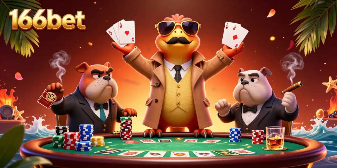 Experience thrilling gambling at 166bet with cartoon raptors entering a VIP casino lounge.