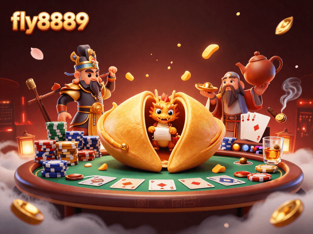 Experience winning gaming thrills with fly8889 in this dynamic casino illustration.