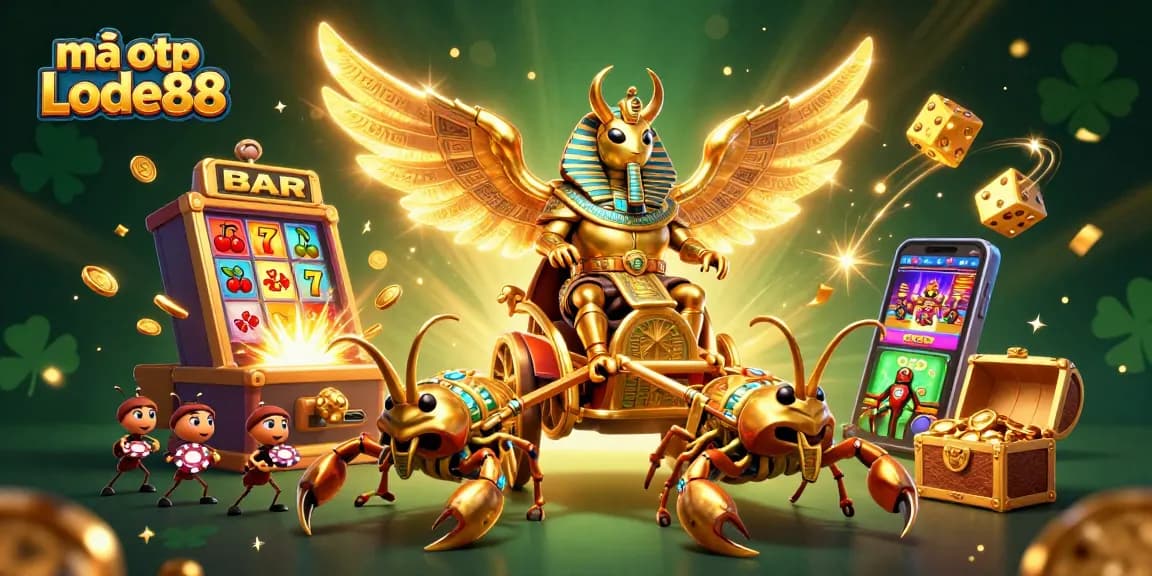 Engage with mã otp Lode88 in a vibrant casino scene filled with 3D riches and exciting game elements.