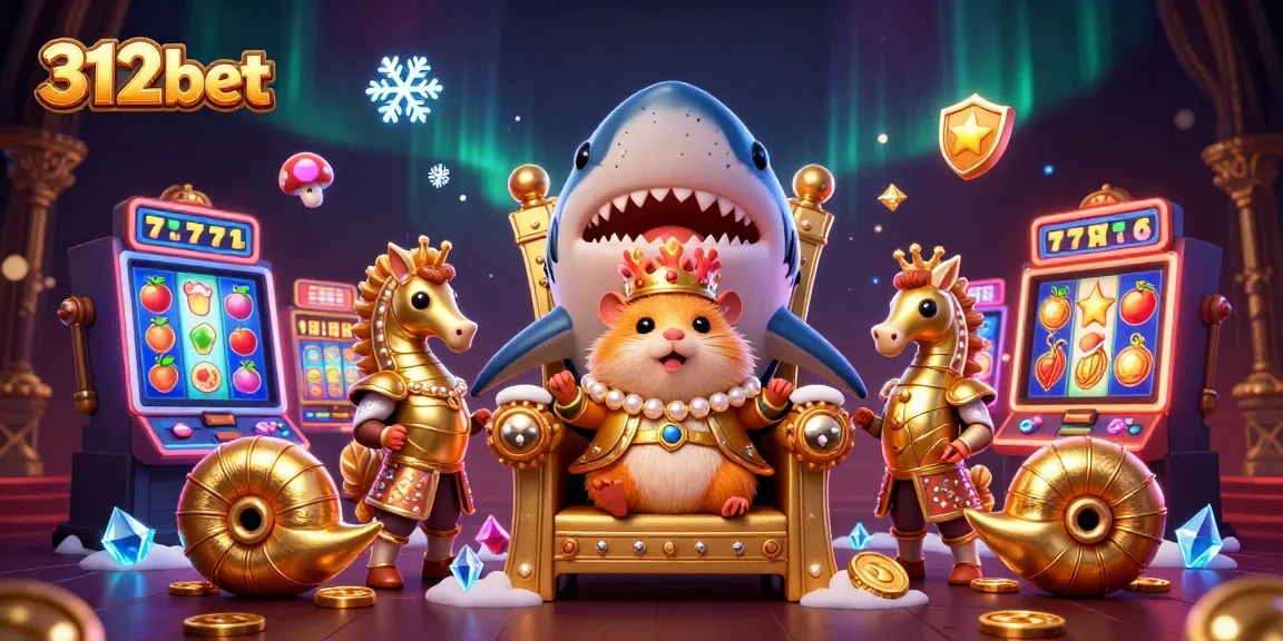 Spin the reels at 312bet, featuring vibrant slots and dynamic gaming elements in a captivating scene.