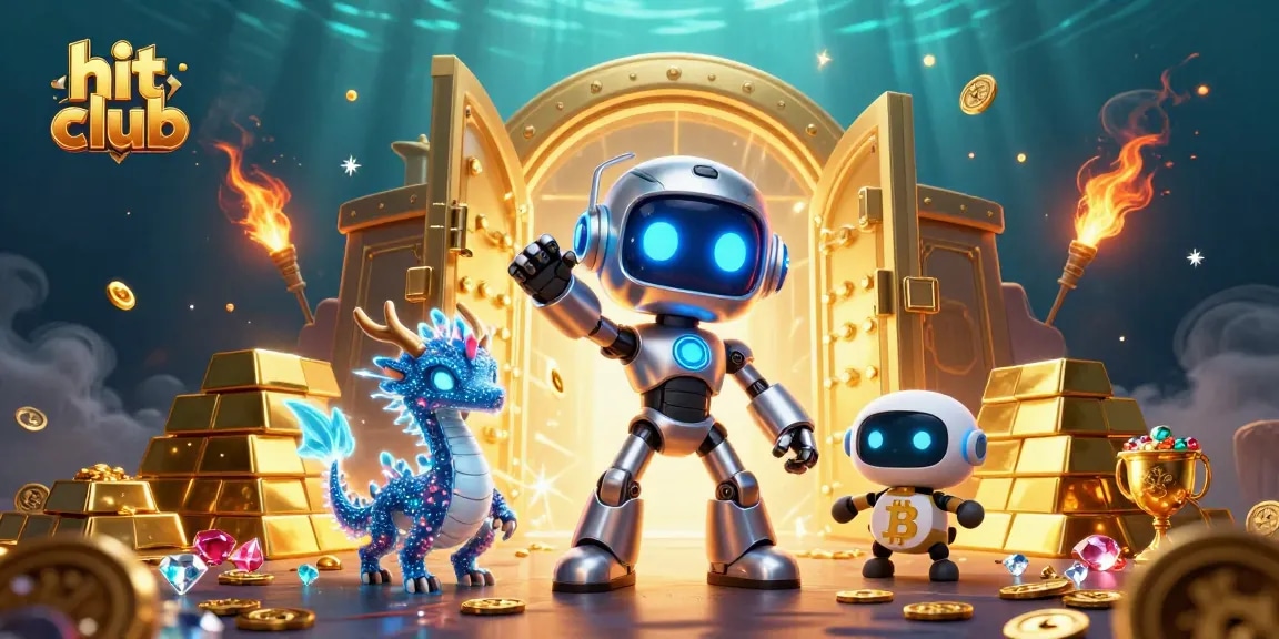 Win big at hit club with a vibrant 3D illustration of exciting gaming elements and dynamic characters.