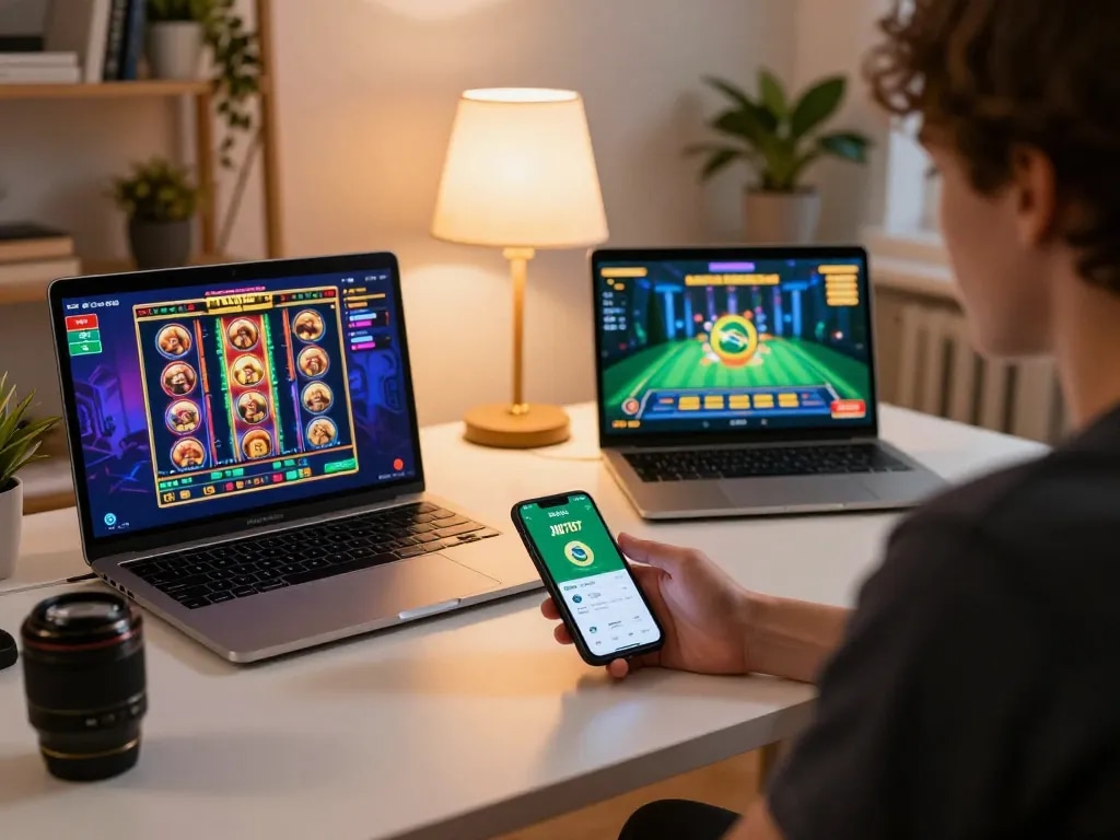 Engaging with the Jili707 app Brazil on a smartphone in a cozy home gaming setup.