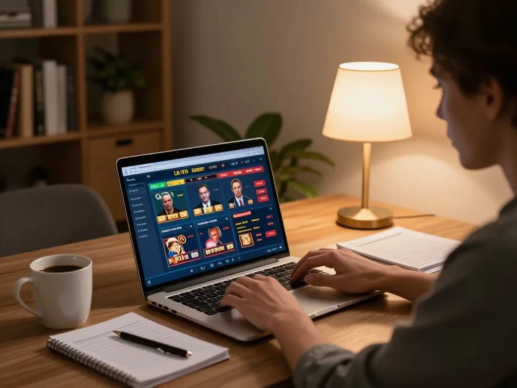 Engaged player betting on 789BET online casino from cozy home setup with strategy notes.