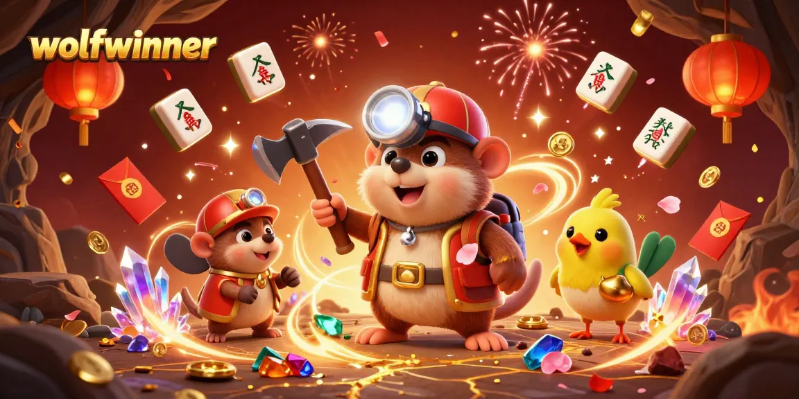 Join the excitement with wolfwinner in this vibrant 3D illustration of a treasure hunter and canary in a gold-filled cave.