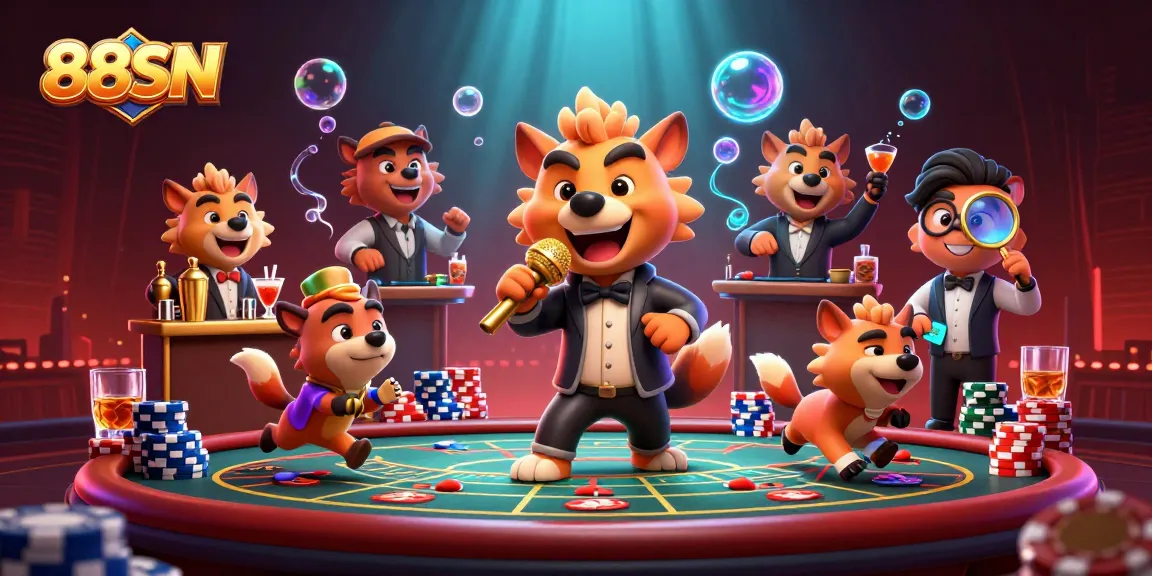 88SN live casino scene showcasing hyenas in action with vibrant poker elements and security checks