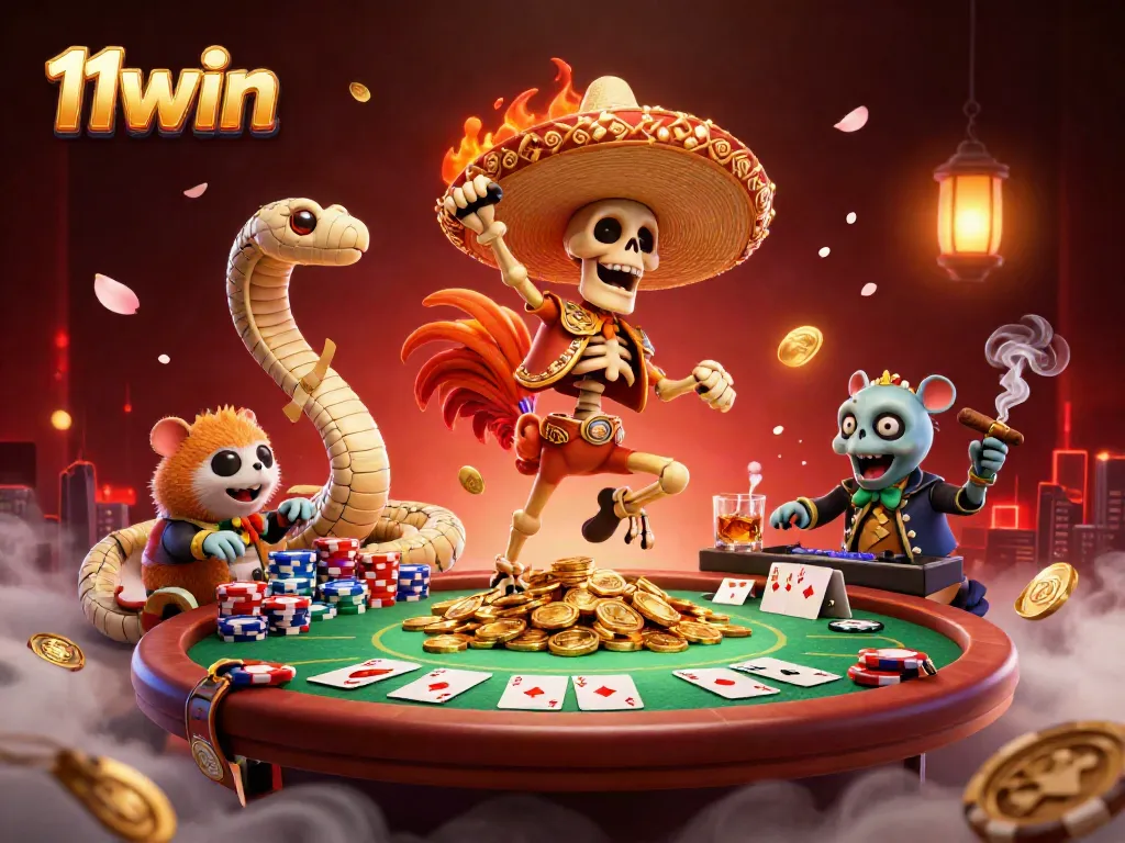 Engage in thrilling 11win gameplay featuring vibrant characters and a dynamic poker scene.