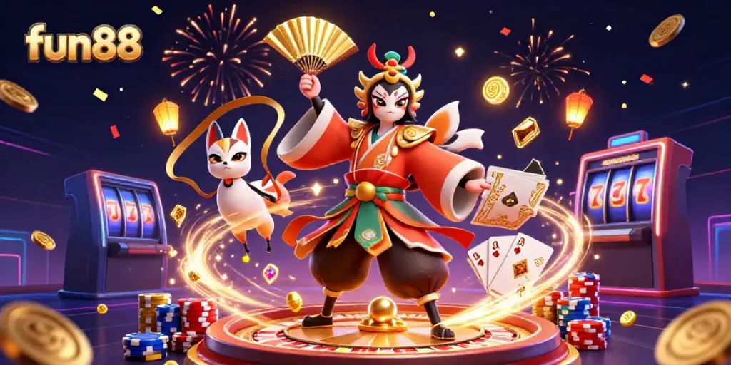 Engage with fun88's vibrant casino scene featuring dynamic characters and exciting gaming elements.