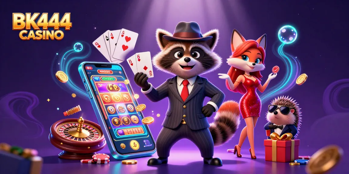 Experience the thrill of BK444 CASINO with vibrant gaming elements and charming characters.