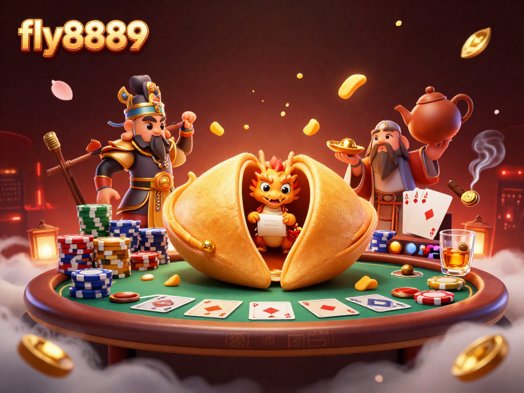 Experience winning gaming thrills with fly8889 in this dynamic casino illustration.